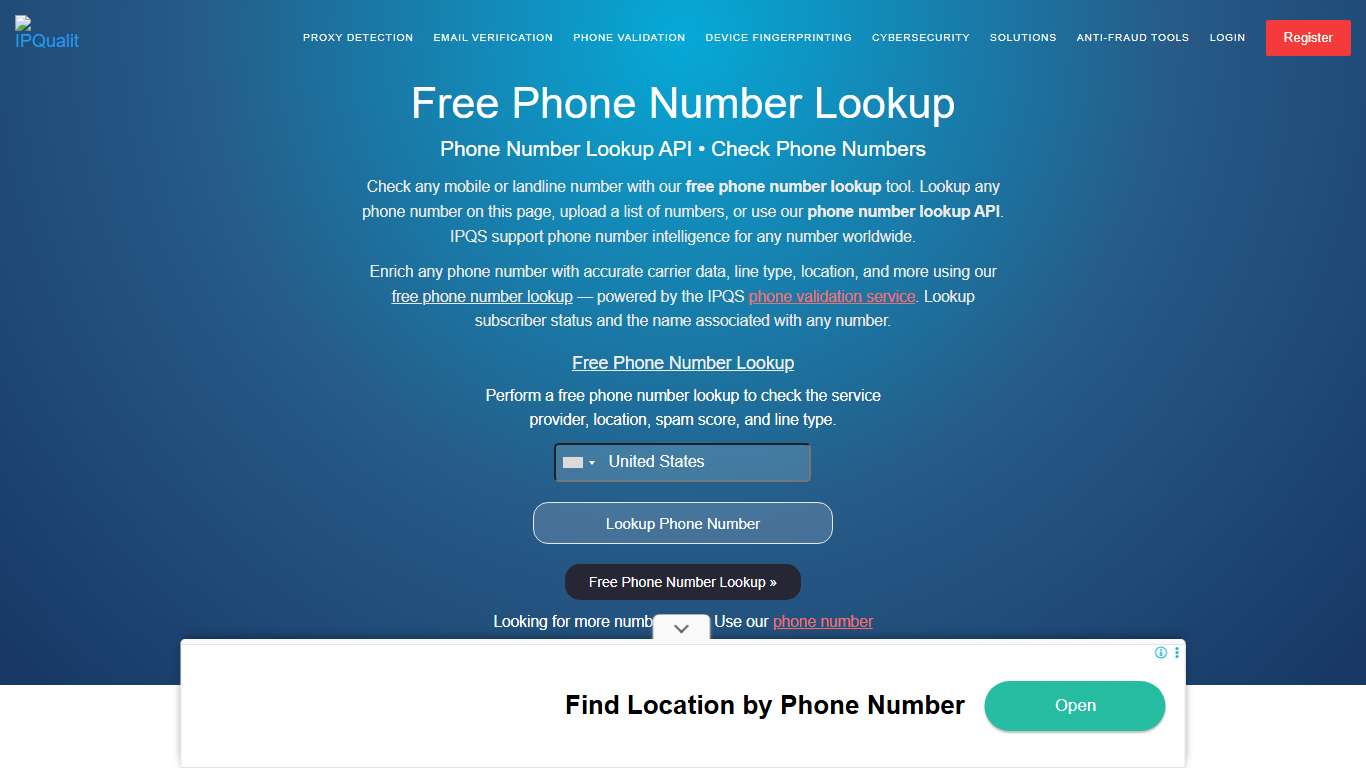 Free Phone Number Lookup Tool | Phone Number Lookup API